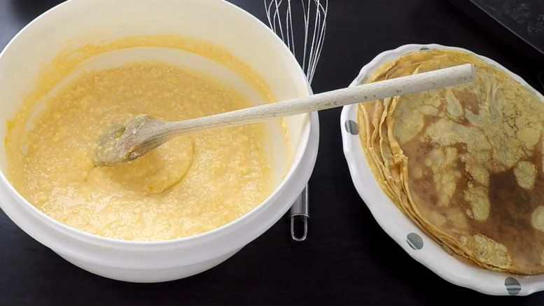 Túrótöltelék palacsintába tojással